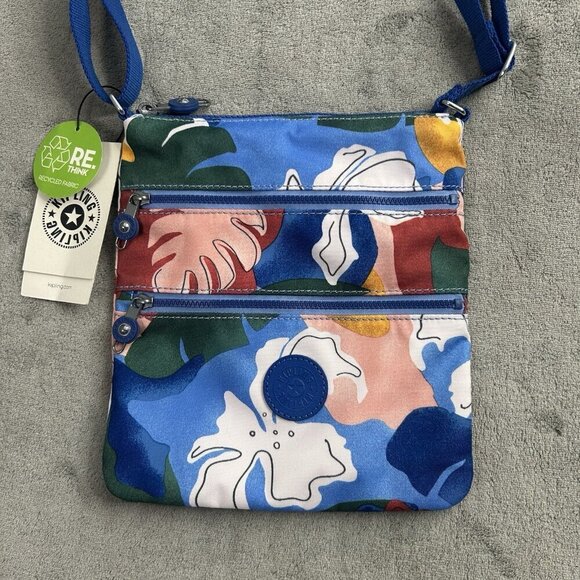 Kipling Women's Keiko Travel Shoulder Crossbody Bag Blue Botanical Abstract - Picture 5 of 15